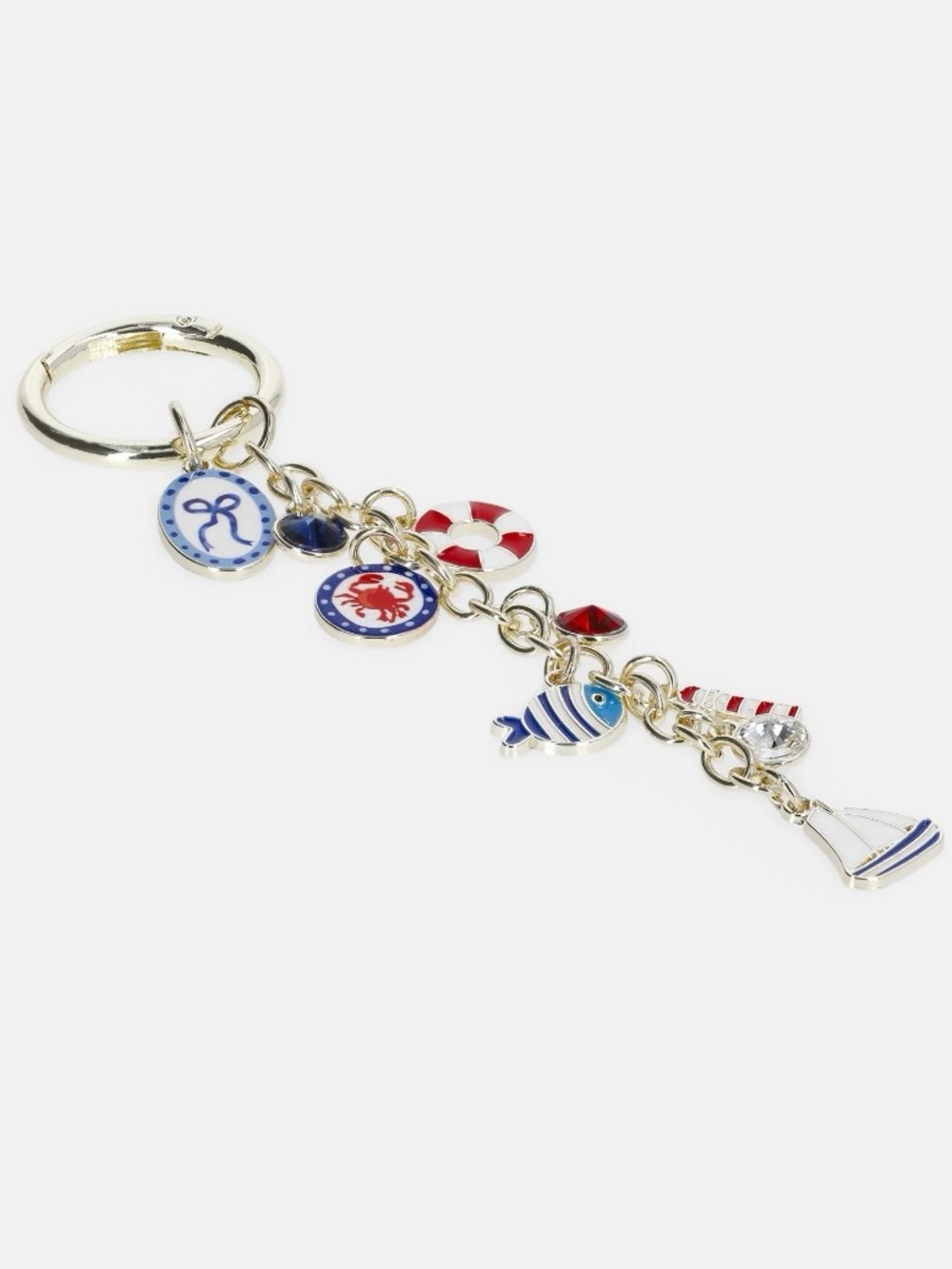 NWT Bag Charm Nautical Charm Keychain with Red, Blue & White Accents